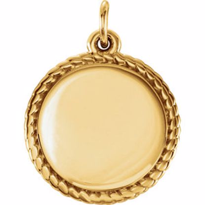 86470:102:P 14kt Yellow Engravable Round Rope Pendant