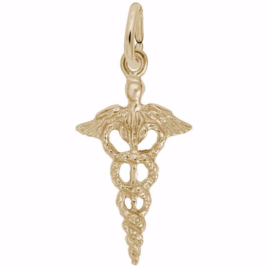 Picture of Caduceus Charm Pendant - 14K Gold