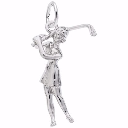 Picture of Golfer, Female Charm Pendant - Sterling Silver