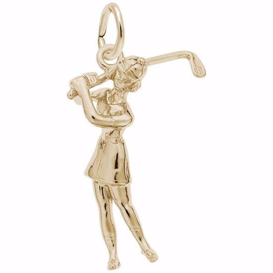 Picture of Golfer, Female Charm Pendant - 14K Gold