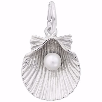 Picture of Shell With Pearl Charm Pendant - Sterling Silver