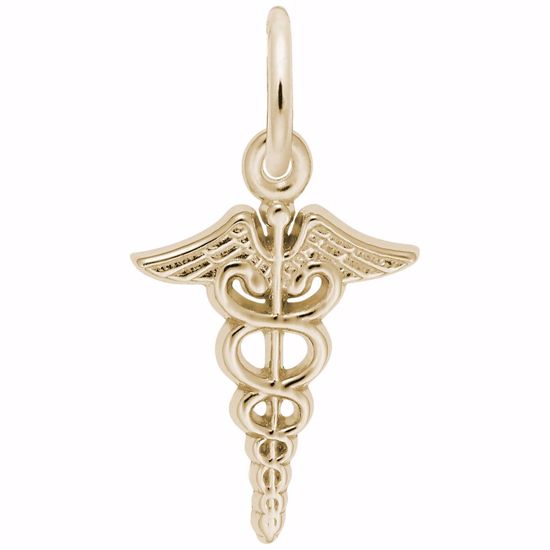 Picture of Caduceus Charm Pendant - 14K Gold