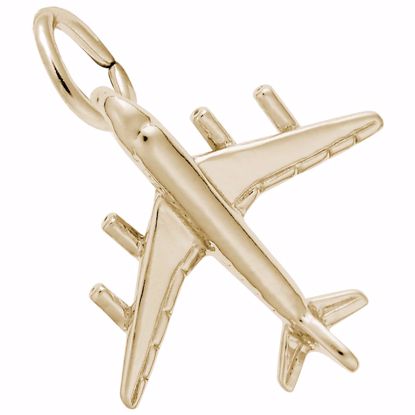 Picture of Airplane Charm Pendant - 14K Gold