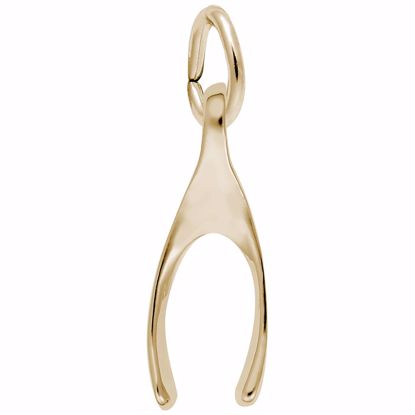 Picture of Wishbone Charm Pendant - 14K Gold