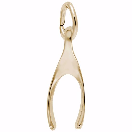 Picture of Wishbone Charm Pendant - 14K Gold