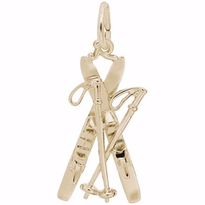 Picture of Skis Charm Pendant - 14K Gold