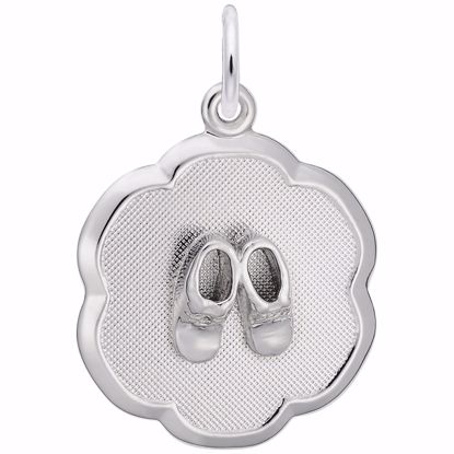 Picture of Baby Shoes Disc Charm Pendant - Sterling Silver