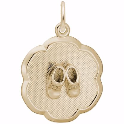 Picture of Baby Shoes Disc Charm Pendant - 14K Gold
