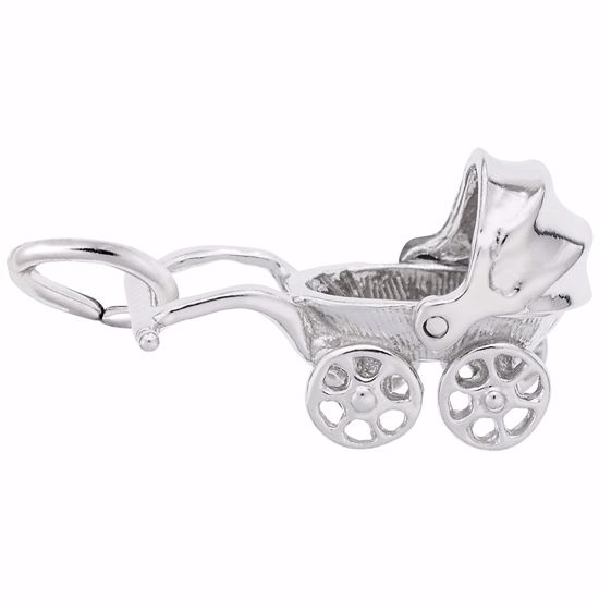 Picture of Baby Carriage Charm Pendant - Sterling Silver