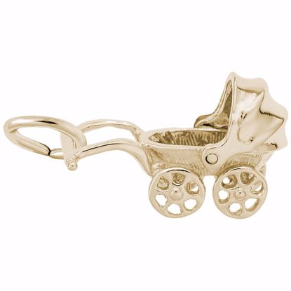 Picture of Baby Carriage Charm Pendant - 14K Gold