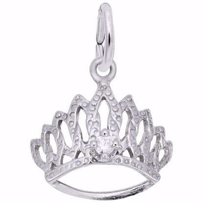 Picture of Tiara W/Birthstone-Mar Charm Pendant - Sterling Silver