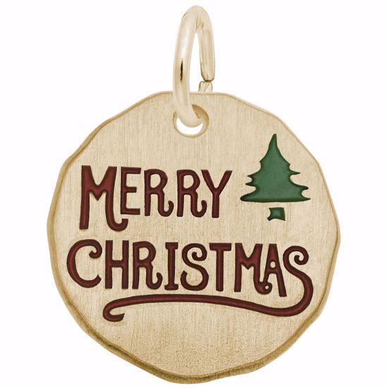 Picture of Merry Christmas Charm Pendant - 14K Gold