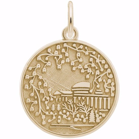 Picture of Cherry Blossom Scene Charm Pendant - 14K Gold