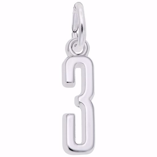 Picture of Number 3 Charm Pendant - Sterling Silver