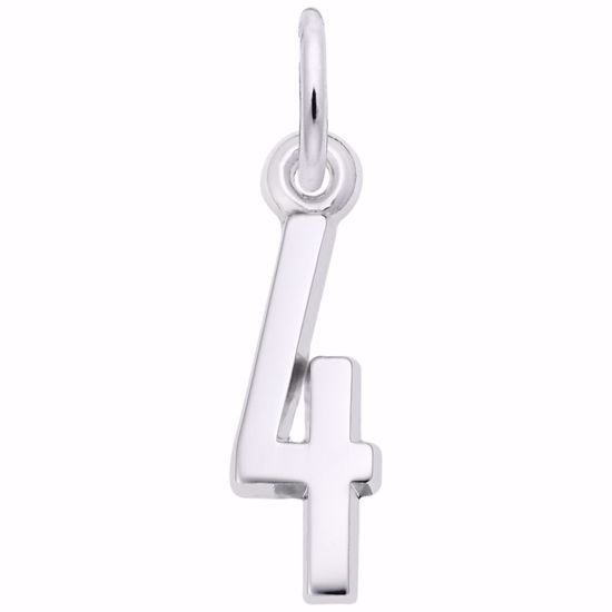 Picture of Number 4 Charm Pendant - Sterling Silver