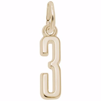 Picture of Number 3 Charm Pendant - 14K Gold