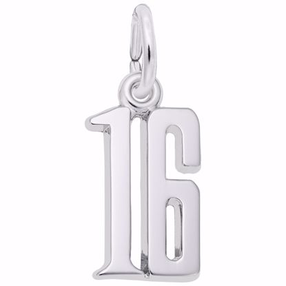 Picture of Number 16 Charm Pendant - Sterling Silver