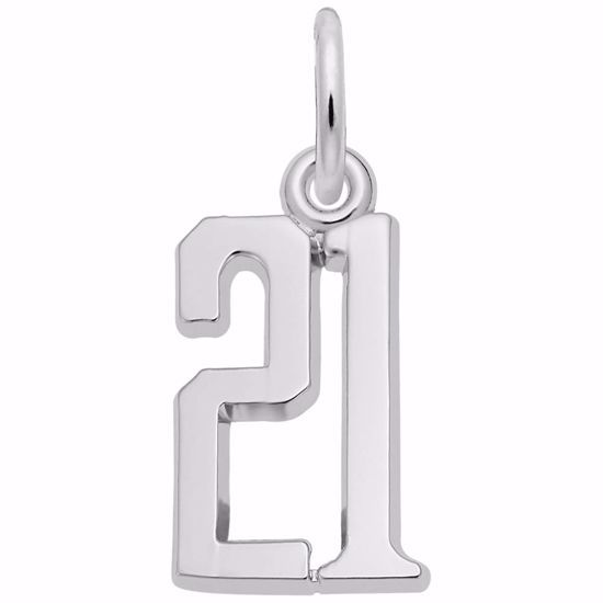 Picture of Number 21 Charm Pendant - Sterling Silver