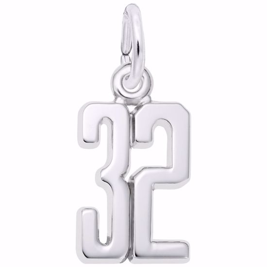 Picture of Number 32 Charm Pendant - Sterling Silver