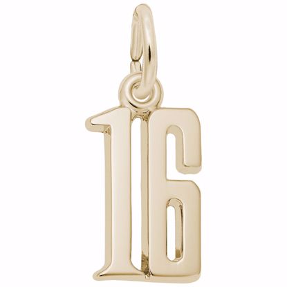 Picture of Number 16 Charm Pendant - 14K Gold