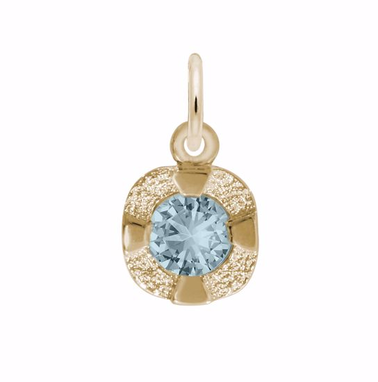 Picture of Petite Birthstone - Mar Charm Pendant - 14K Gold