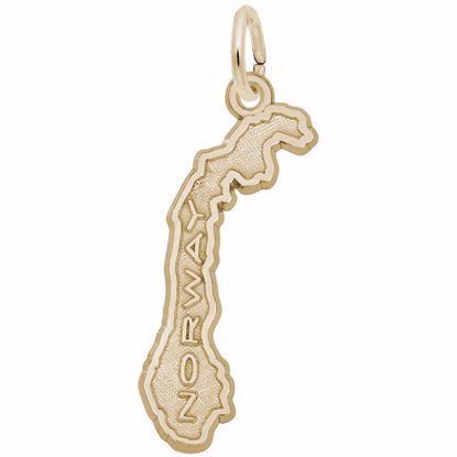 Picture of Norway Map Charm Pendant - 14K Gold