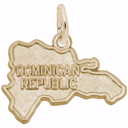 Picture of Dominican Republic Map Charm Pendant - 14K Gold