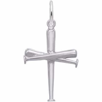 Picture of Baseball Bat Cross Charm Pendant - Sterling Silver