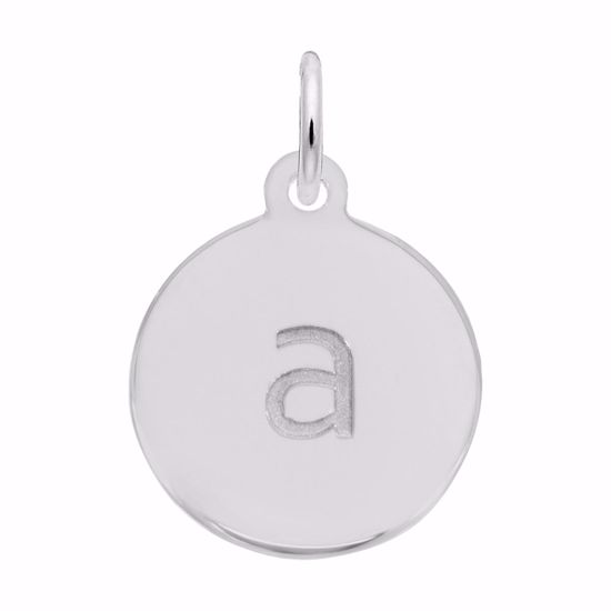 Picture of Petite Initial Disc - Lower Case Block A Charm Pendant - Sterling Silver