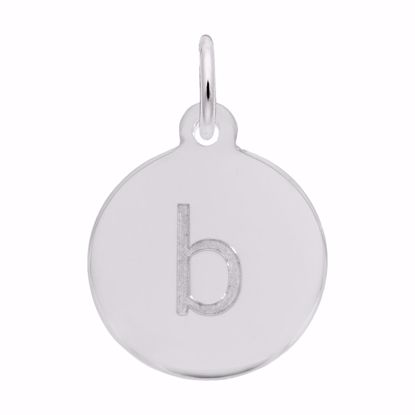 Picture of Petite Initial Disc - Lower Case Block B Charm Pendant - Sterling Silver