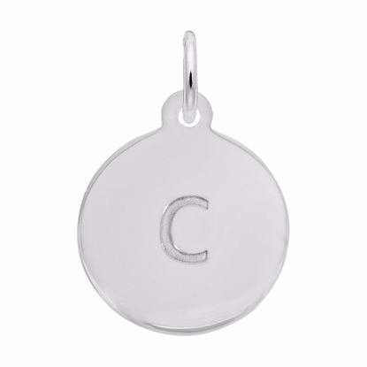 Picture of Petite Initial Disc - Lower Case Block C Charm Pendant - Sterling Silver