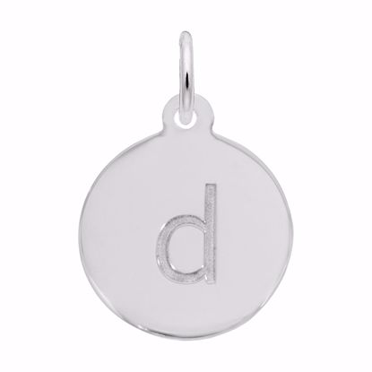 Picture of Petite Initial Disc - Lower Case Block D Charm Pendant - Sterling Silver