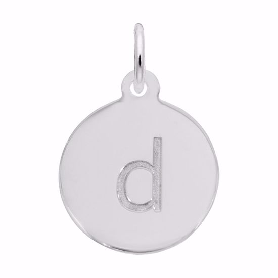 Picture of Petite Initial Disc - Lower Case Block D Charm Pendant - Sterling Silver