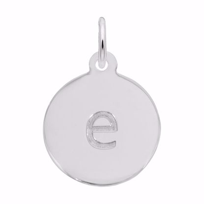 Picture of Petite Initial Disc - Lower Case Block E Charm Pendant - Sterling Silver