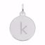 Picture of Petite Initial Disc - Lower Case Block K Charm Pendant - Sterling Silver