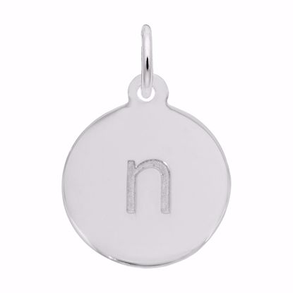 Picture of Petite Initial Disc - Lower Case Block N Charm Pendant - Sterling Silver