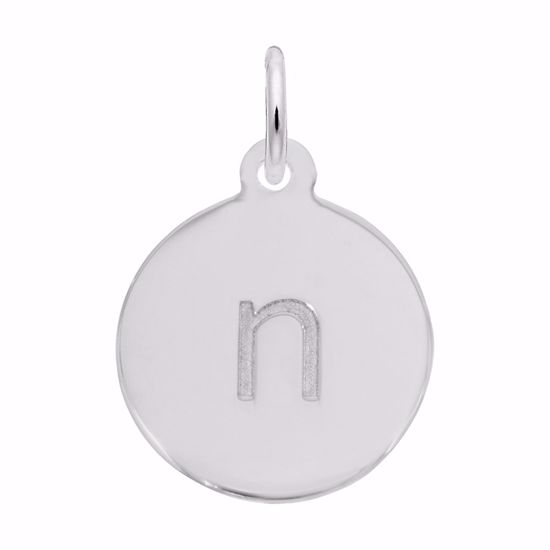 Picture of Petite Initial Disc - Lower Case Block N Charm Pendant - Sterling Silver