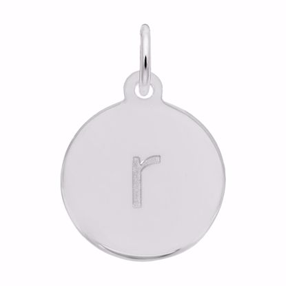 Picture of Petite Initial Disc - Lower Case Block R Charm Pendant - Sterling Silver