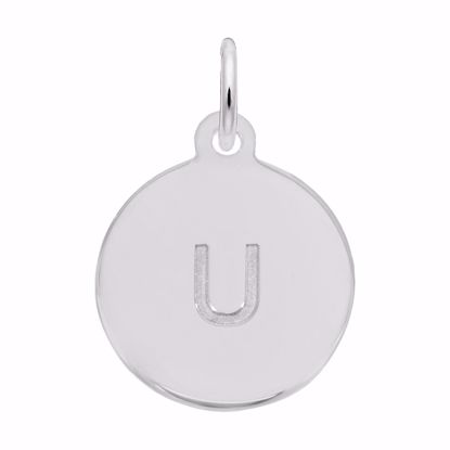 Picture of Petite Initial Disc - Lower Case Block U Charm Pendant - Sterling Silver