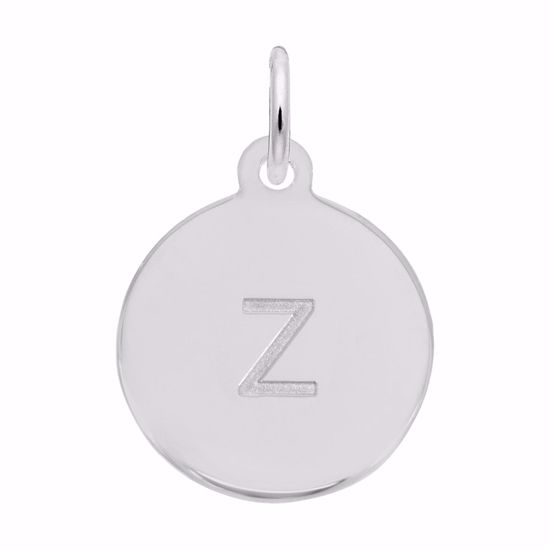 Picture of Petite Initial Disc - Lower Case Block Z Charm Pendant - Sterling Silver