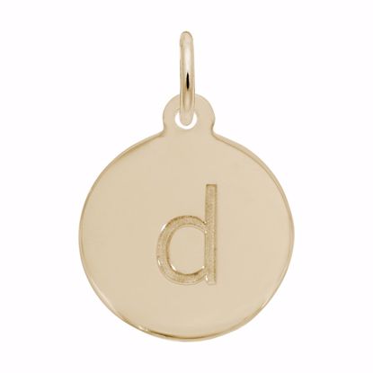 Picture of Petite Initial Disc - Lower Case Block D Charm Pendant - 14K Gold