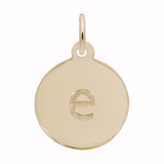 Picture of Petite Initial Disc - Lower Case Block E Charm Pendant - 14K Gold