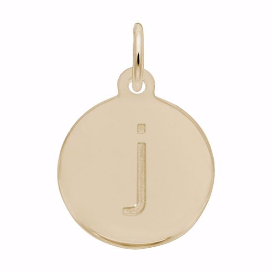 Picture of Petite Initial Disc - Lower Case Block J Charm Pendant - 14K Gold