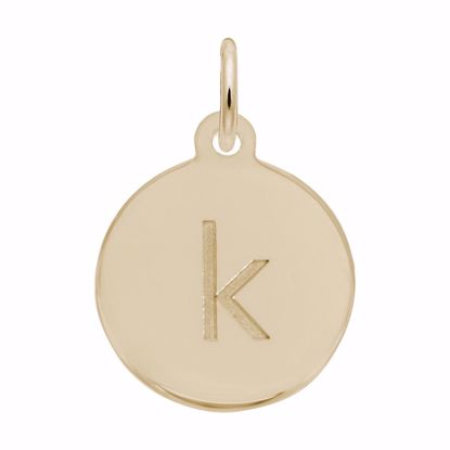 Picture of Petite Initial Disc - Lower Case Block K Charm Pendant - 14K Gold