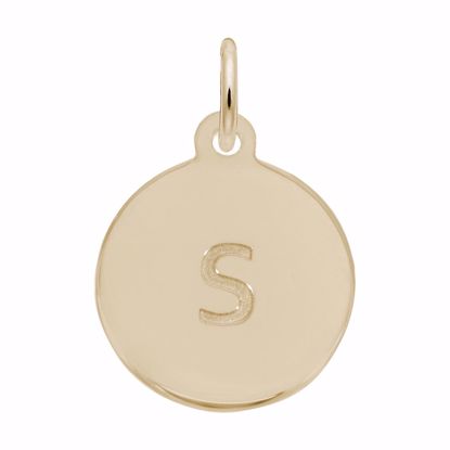 Picture of Petite Initial Disc - Lower Case Block S Charm Pendant - 14K Gold