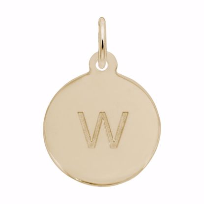 Picture of Petite Initial Disc - Lower Case Block W Charm Pendant - 14K Gold