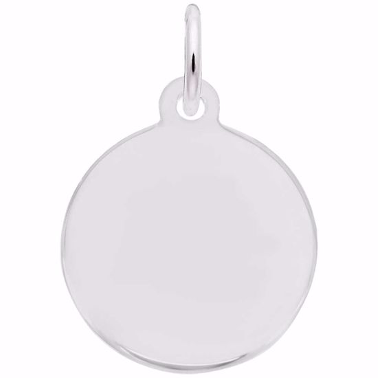 Picture of Petite Initial Disc - Script H Charm Pendant - Sterling Silver