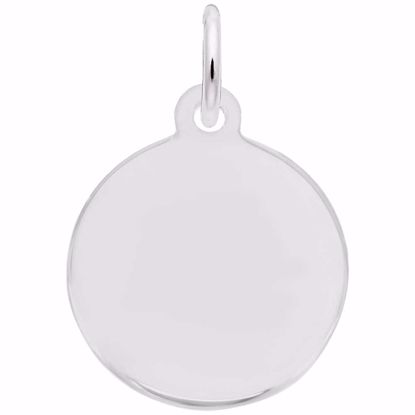 Picture of Petite Initial Disc - Script P Charm Pendant - Sterling Silver