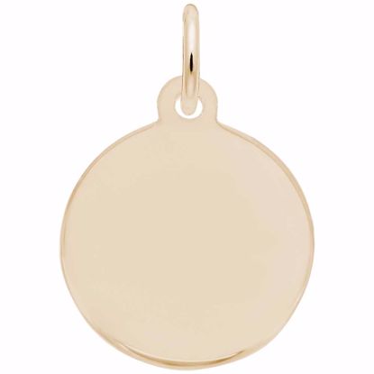 Picture of Petite Initial Disc - Script F Charm Pendant - 14K Gold