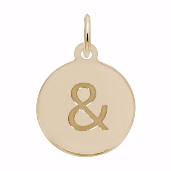 Picture of Petite Initial Disc - Ampersand Symbol Charm Pendant - 14K Gold